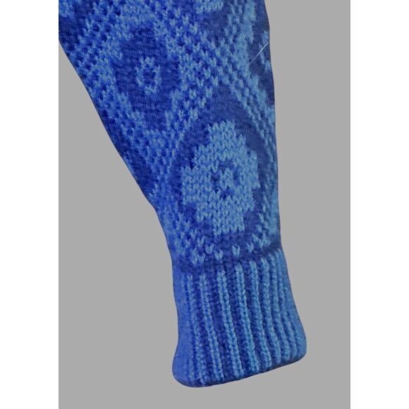 HandmadeVintage Blue Diamond Pattern V-Neck Sweater Button Detail & Round Hem Sm - Picture 3 of 12